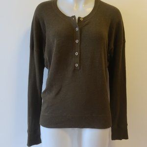 Womens Vince Olive Green 1/2 Button Knit Sweater M *